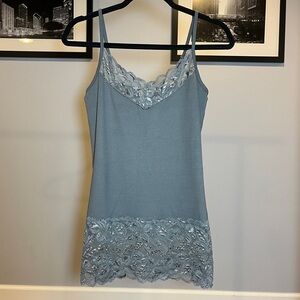 White House Black Market silver lace cami